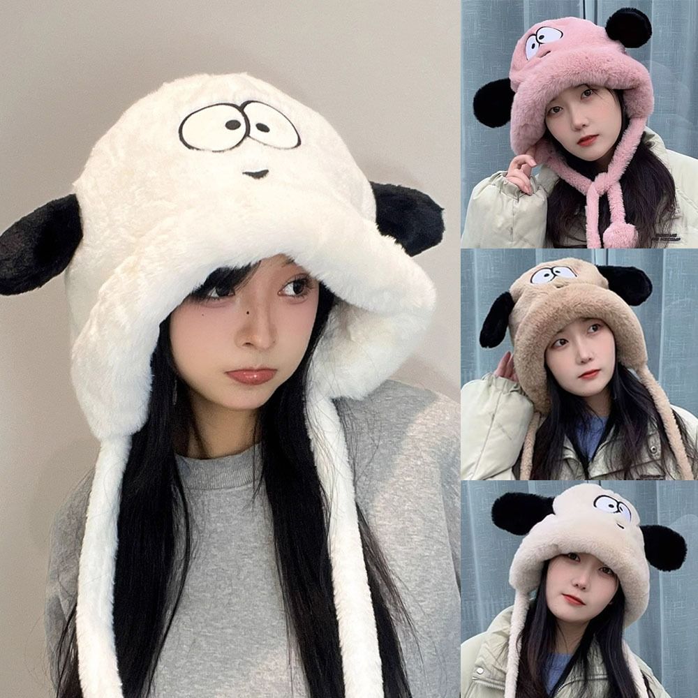 Beanie Cuffed Knit - 만화 귀여운 강아지 귀 여성 겨울